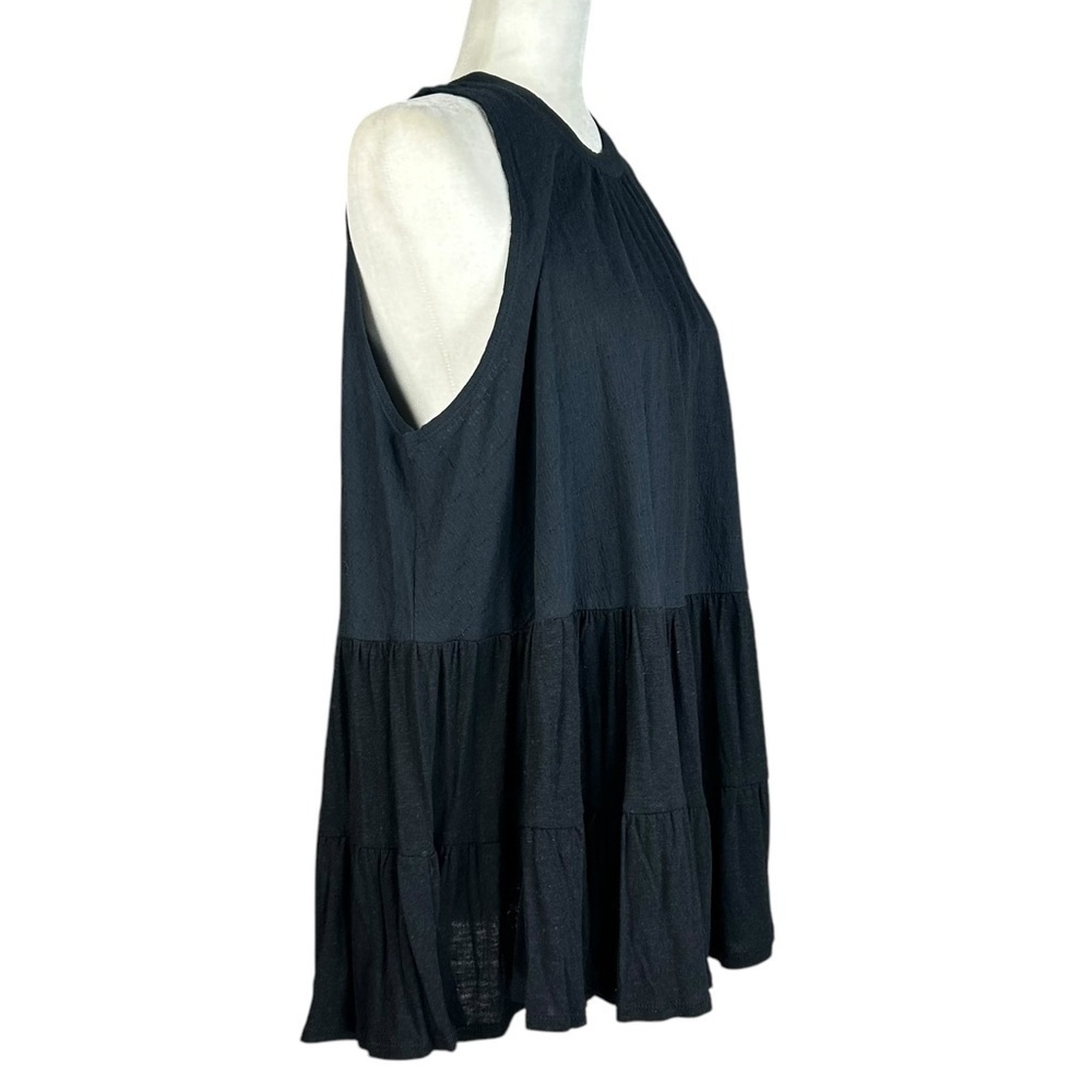 New Free People Black Back Tie Cut-Out Babydoll Tunic Top S Oversized Boho - Picture 5 of 14